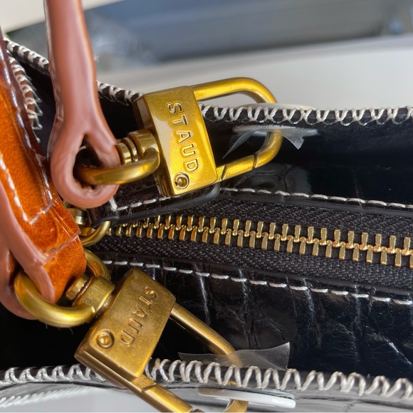*SOLD* STAUD Gemma Shoulder Bag in Black and Brown Croc - Picture 11 of 12